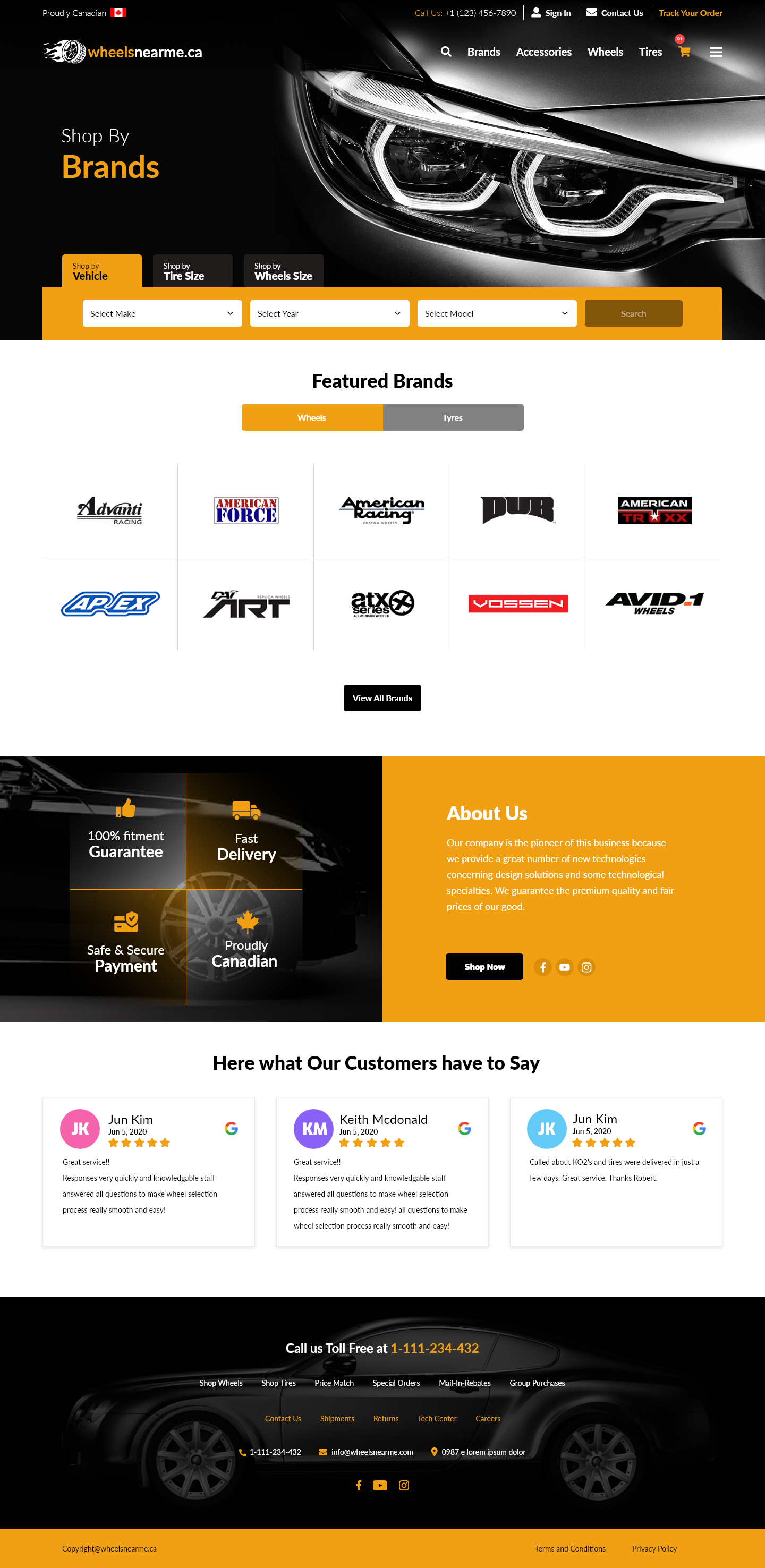 WheelsNearMe.ca automotive ecommerce platform built with Laravel showing advanced product search and multi vendor system
